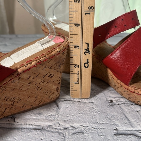 Born Wedge Sandals Women's 9 EU 40.5 Brick Red Leather Cork Wedge Shoes - Picture 9 of 16